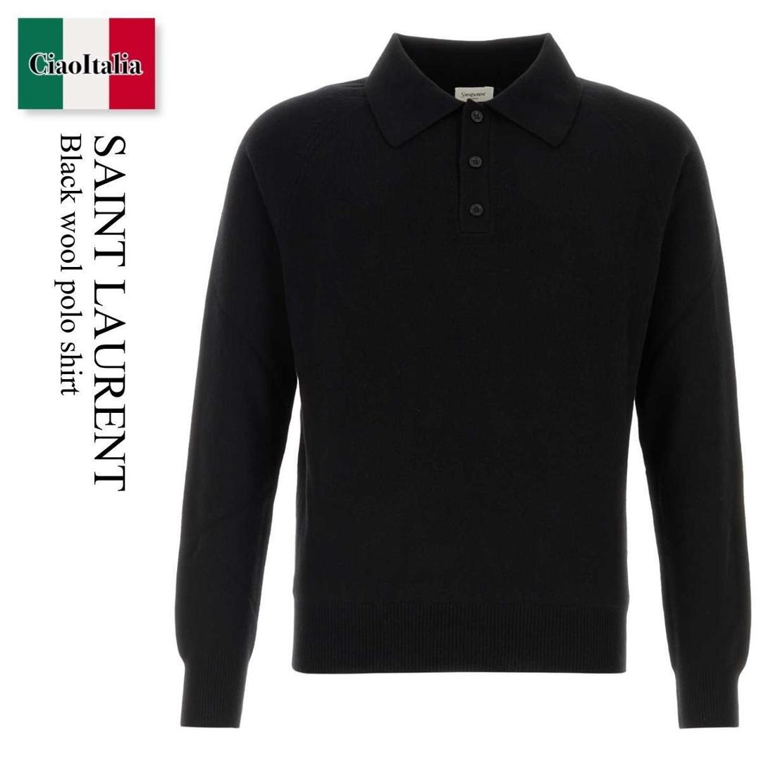 【数量限定・在庫限り・早い者勝ち!】 サンローラン / Saint Laurent Black Wool Polo Shirt / 846122 Y76XM / 846122 Y76XM 1000 / 846122Y76XM / 846122Y76XM 1000 / 846122Y76XM1000 / ポロシャツ|Ciao Italia