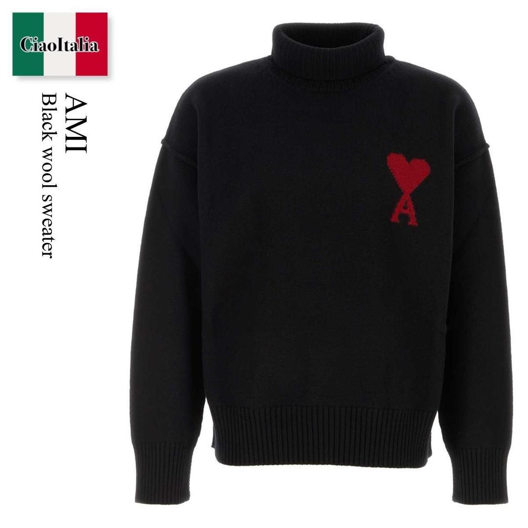 【数量限定・在庫限り・早い者勝ち!】 アミアレクサンドルマテュッシ / Ami Black Wool Sweater / UKS839018 / UKS839018 084 / UKS839018084 / ニット・セーター|Ciao Italia