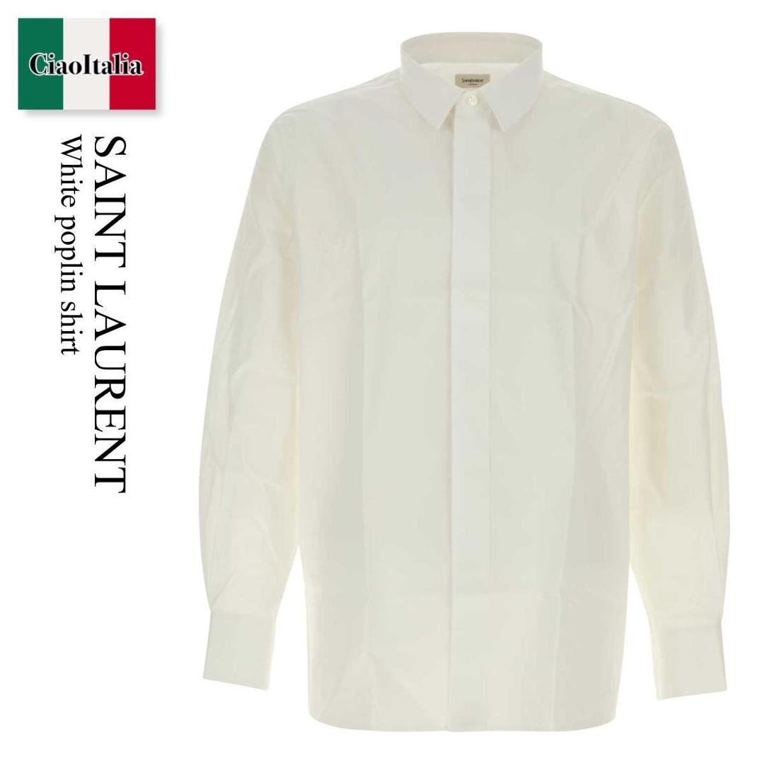 【寸法押さえる・店卸し資産境界線・早め者制覇！】 サンローラン / Saint Laurent White Poplin Shirt / 826821 Y217W / 826821 Y217W 9000 / 826821Y217W / 826821Y217W 9000 / 826821Y217W9000 / プルオーバー