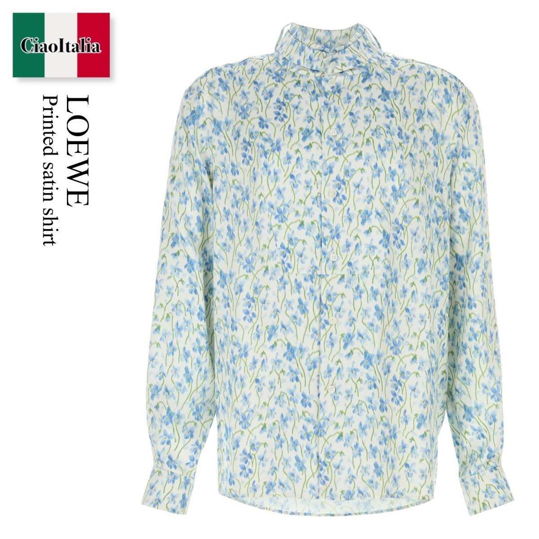 【寸法押さえる・店卸し資産境界線・早め者制覇！】 ロエベ / Loewe Printed Satin Shirt / H526Y05WEK / H526Y05WEK WHITEBLUE / H526Y05WEKWHITEBLUE / プルオーバー