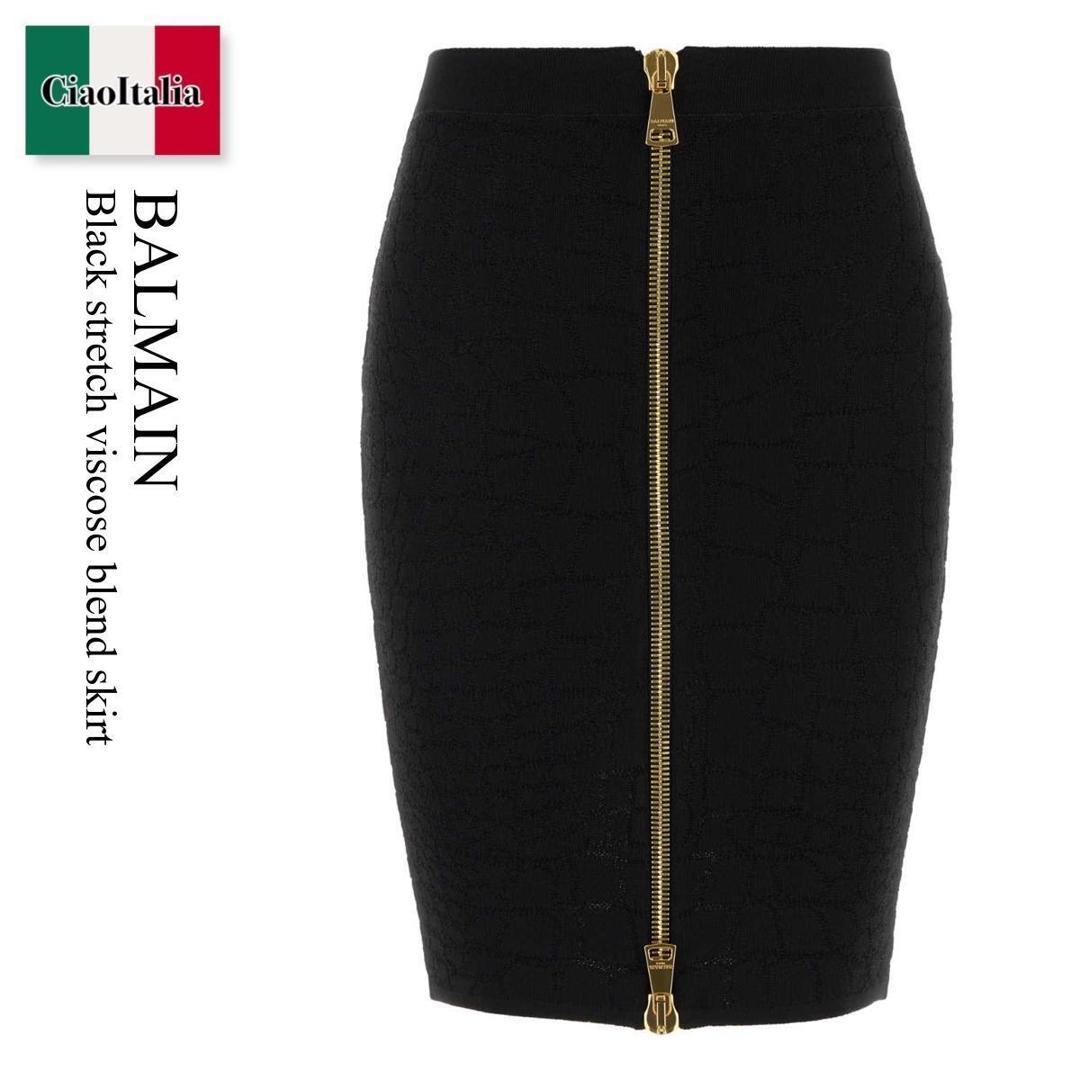 【数量限定・在庫限り・早い者勝ち!】 バルマン / Balmain Black Stretch Viscose Blend Skirt / FF0LC290KJ14 / FF0LC290KJ14 0PA / FF0LC290KJ140PA / スカート|Ciao Italia