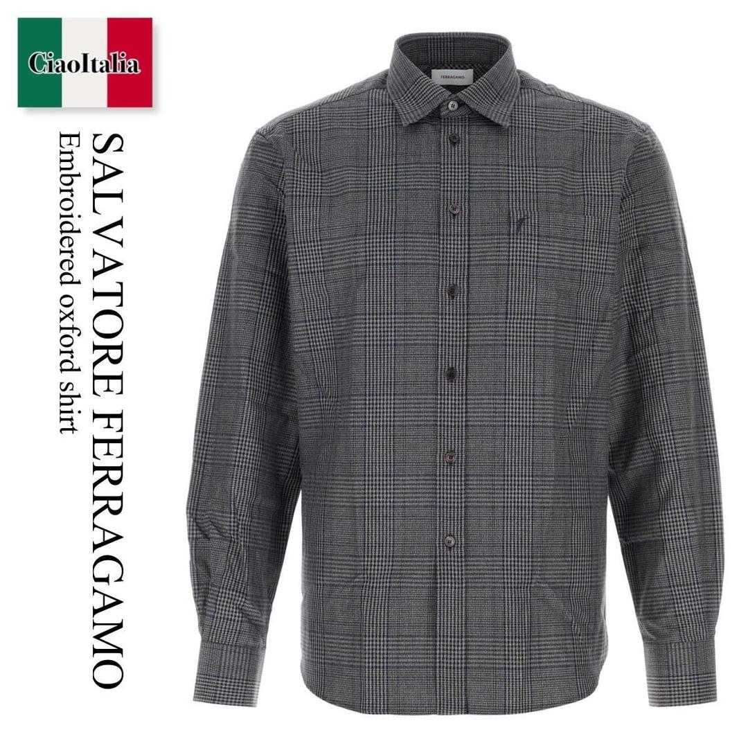 【寸法押さえる・店卸し資産境界線・早め者制覇！】 フェラガモ / Salvatore Ferragamo Embroidered Oxford Shirt / 144966 788081 / 144966 788081 NERONEWNAVY / 144966788081 / 144966788081 NERONEWNAVY / 144966788081NERONEWNAVY / プルオーバー