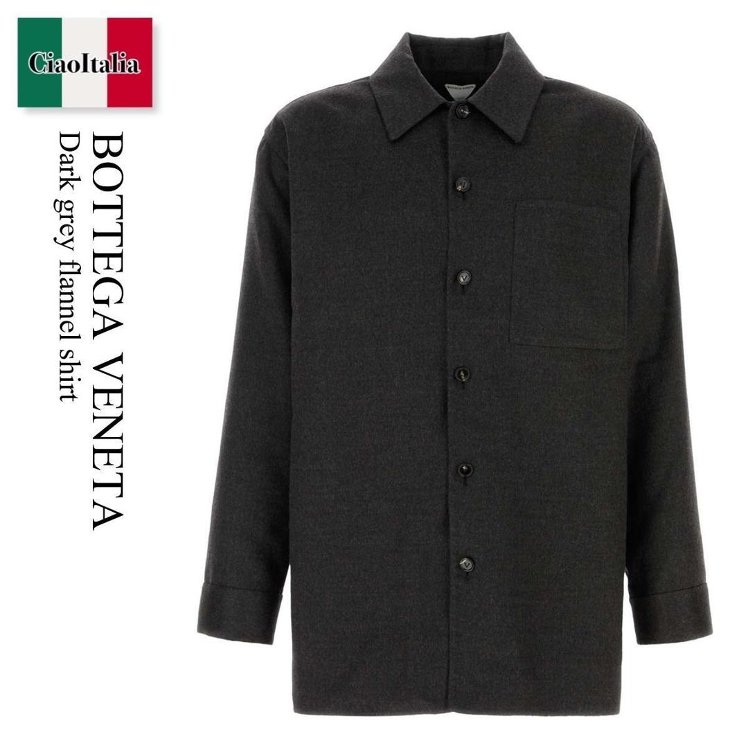 【寸法押さえる・店卸し資産境界線・早め者制覇！】 ボッテガ・ヴェネタ / Bottega Veneta Dark Grey Flannel Shirt / 830104 VKOW0 / 830104 VKOW0 1307 / 830104VKOW0 / 830104VKOW0 1307 / 830104VKOW01307 / プルオーバー
