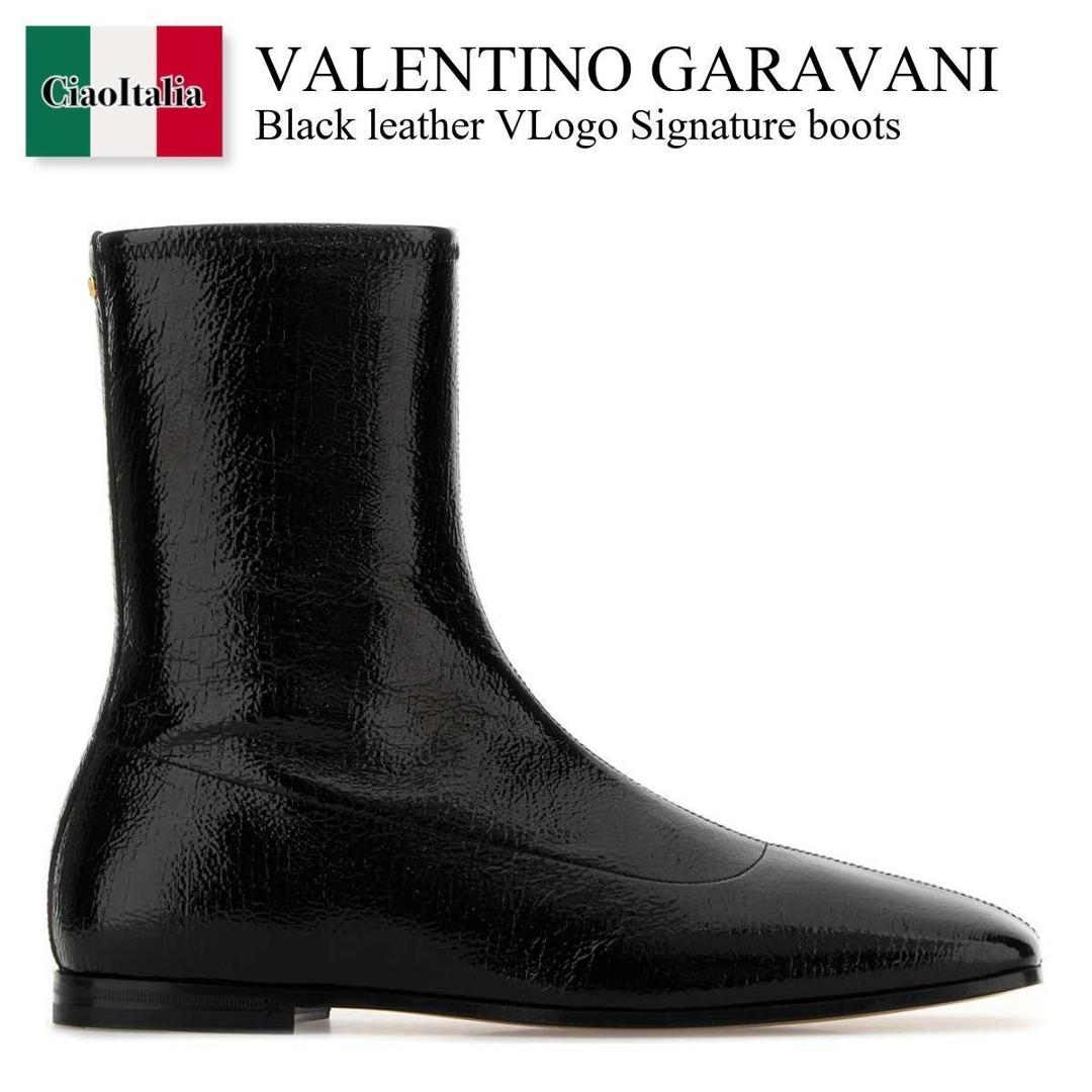 【数量限定・在庫限り・早い者勝ち！】 バレンチノ / Valentino Garavani Black Leather Vlogo Signature Boots / 7Y0S0L85PQR / 7Y0S0L85PQR 0NO / 7Y0S0L85PQR0NO / ブーツ