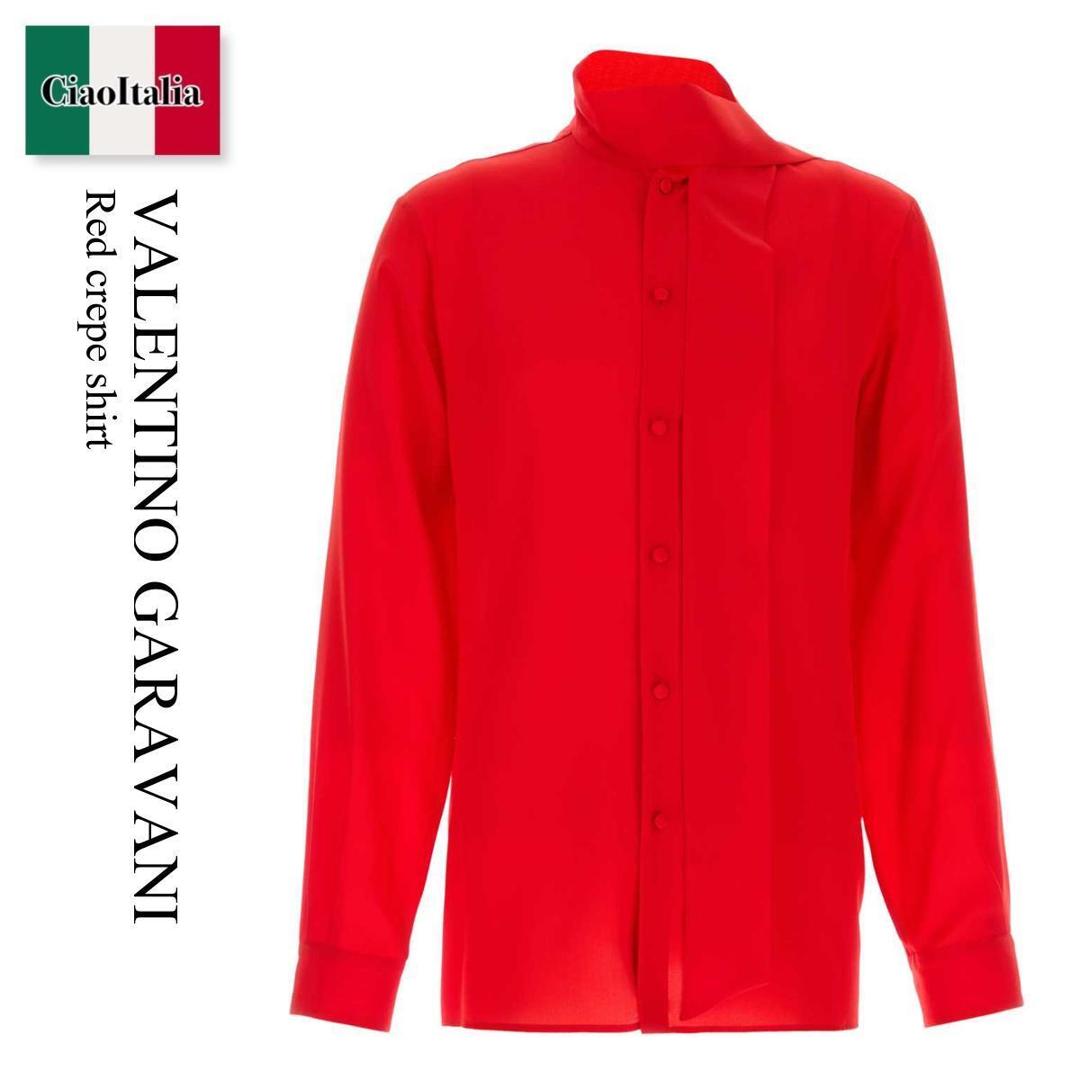【寸法押さえる・店卸し資産境界線・早め者制覇！】 バレンチノ / Valentino Garavani Red Crepe Shirt / 7V0ABT01B3N / 7V0ABT01B3N WUD / 7V0ABT01B3NWUD / プルオーバー