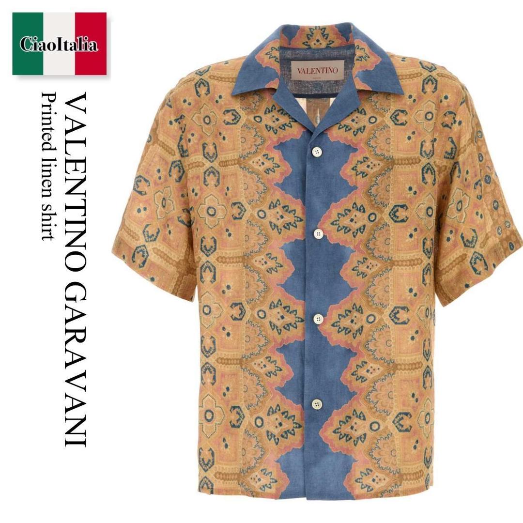 【寸法押さえる・店卸し資産境界線・早め者制覇！】 バレンチノ / Valentino Garavani Printed Linen Shirt / 6V3AA111AMW / 6V3AA111AMW QQ4 / 6V3AA111AMWQQ4 / プルオーバー