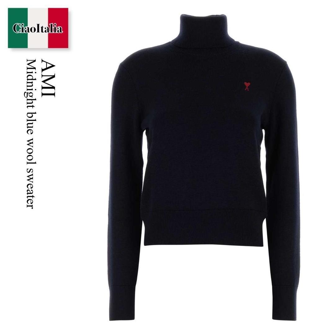 【数量限定・在庫限り・早い者勝ち！】 アミアレクサンドルマテュッシ / Ami Midnight Blue Wool Sweater / FKS827001 / FKS827001 414 / FKS827001414 / ニット・セーター