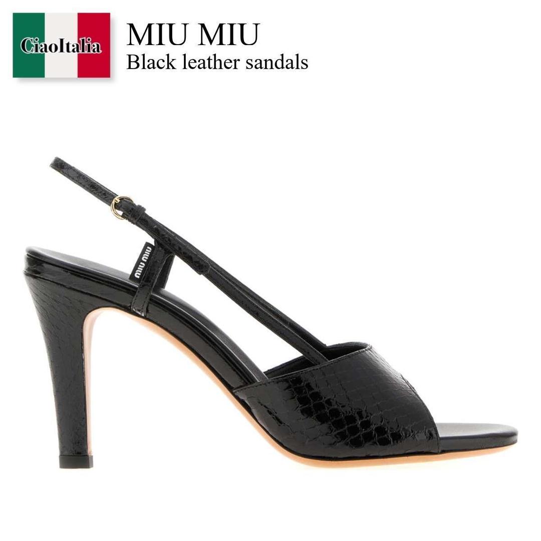 【寸法押さえる・店卸し資産境界線・早め者制覇！】 ミュウミュウ / Miu Miu Black Leather Sandals / 5X547E F0002 / 5X547E F0850XP F0002 / 5X547EF0850XP / 5X547EF0850XP F0002 / 5X547EF0850XPF0002 / サンダル・ミュール