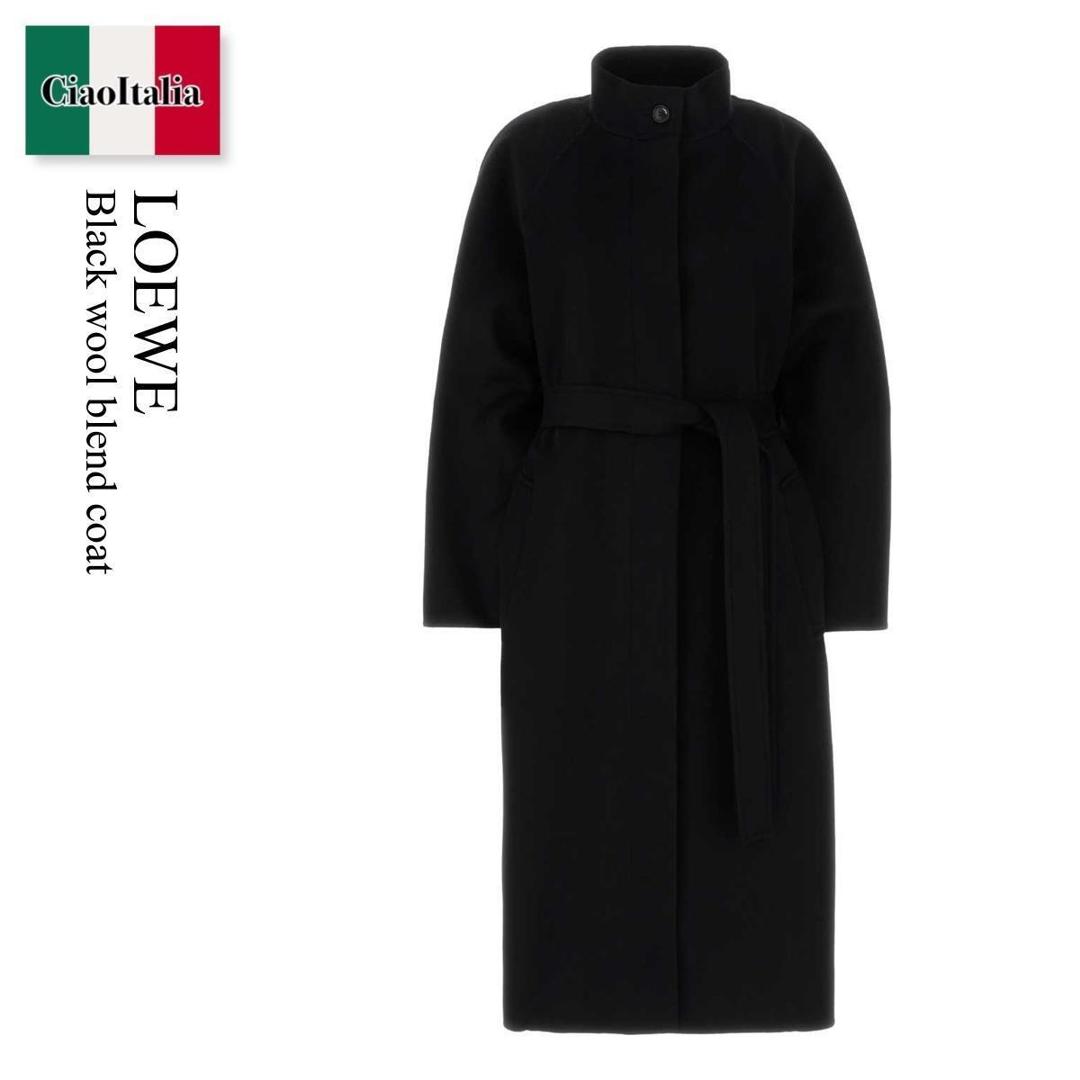 ロエベ 鹿革 コート 黒 グレー スタンドカラー ディアスキン loewe 40