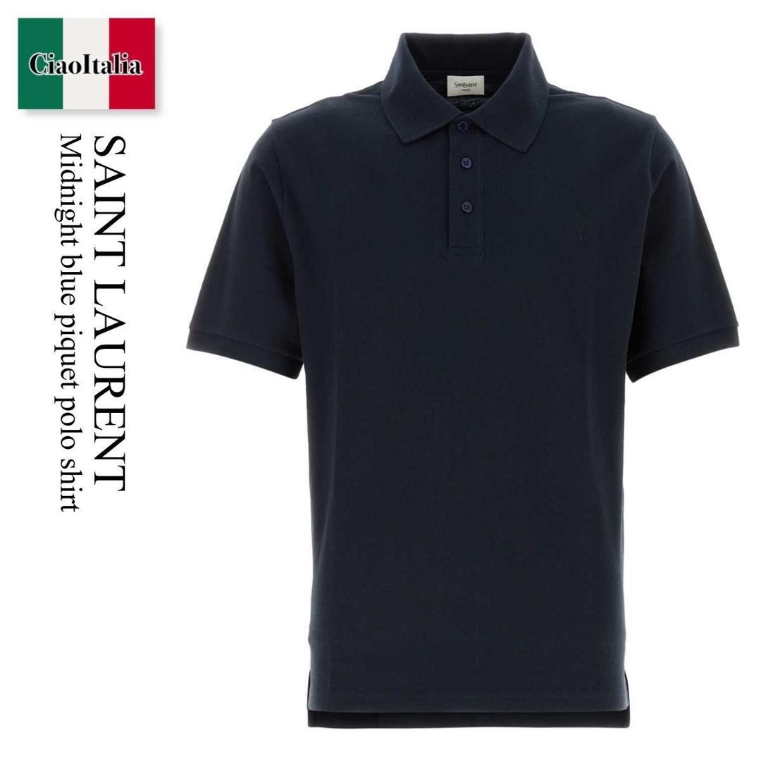 【数量限定・在庫限り・早い者勝ち！】 サンローラン / Saint Laurent Midnight Blue Piquet Polo Shirt / 798944 Y37HC / 798944 Y37HC 4140 / 798944Y37HC / 798944Y37HC 4140 / 798944Y37HC4140 / ポロシャツ｜Ciao Italia