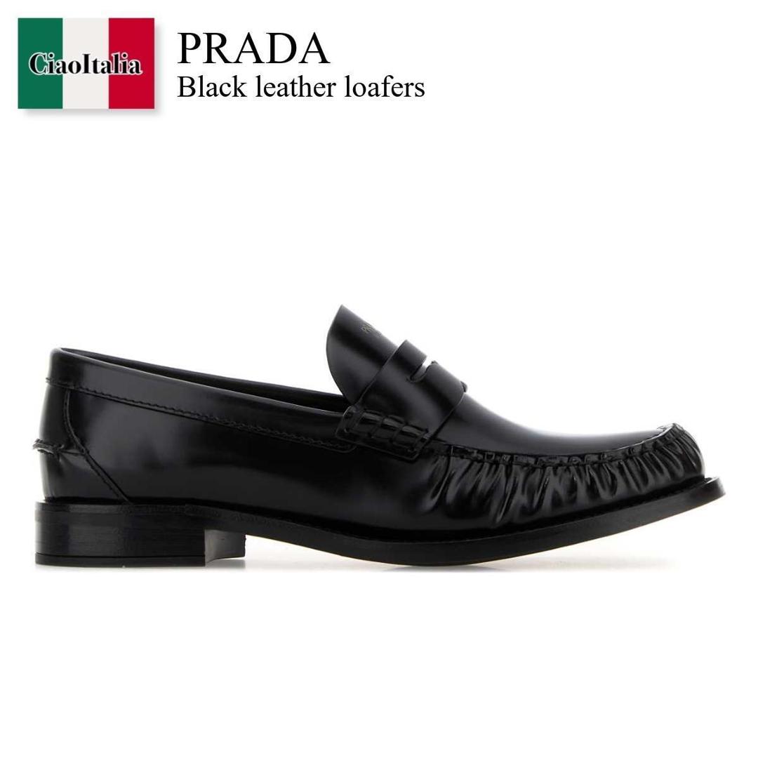 【寸法押さえる・店卸し資産境界線・早め者制覇！】 プラダ / Prada Black Leather Loafers / 1D199O F0002 / 1D199O F020P39 F0002 / 1D199OF020P39 / 1D199OF020P39 F0002 / 1D199OF020P39F0002 / 置き目毛革・オックスフォード