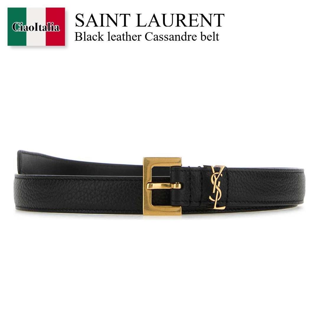 Yves Saint Laurent レザーベルトゴールド金具 男女兼用 YVES SAINT LAURENT ベルト レザー ゴールド金具 ロゴ バックル
