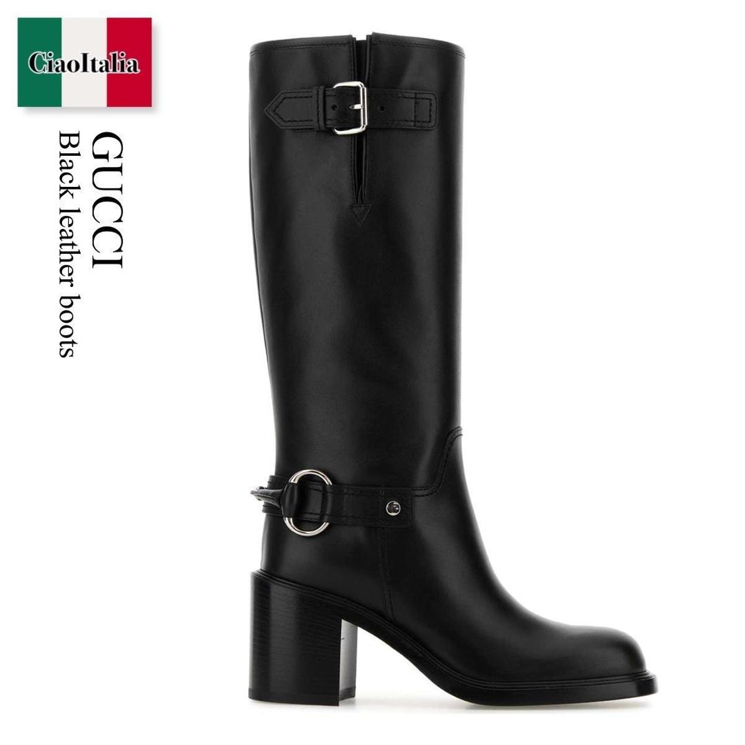 【数量限定・在庫限り・早い者勝ち!】 グッチ / Gucci Black Leather Boots / 834766 AAE2C / 834766 AAE2C 1000 / 834766AAE2C / 834766AAE2C 1000 / 834766AAE2C1000 / ロングブーツ