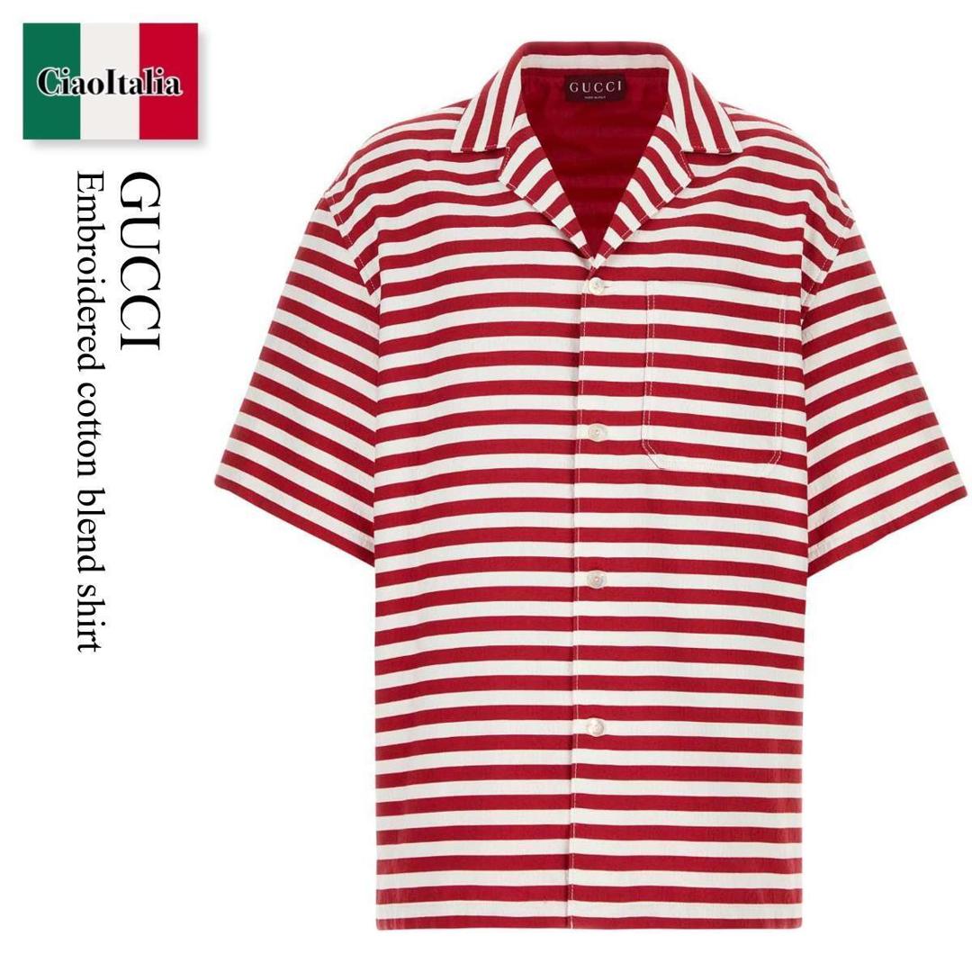 【寸法押さえる・店卸し資産境界線・早め者制覇！】 グッチ / Gucci Embroidered Cotton Blend Shirt / 833312 Z7AQM / 833312 Z7AQM 6066 / 833312Z7AQM / 833312Z7AQM 6066 / 833312Z7AQM6066 / プルオーバー