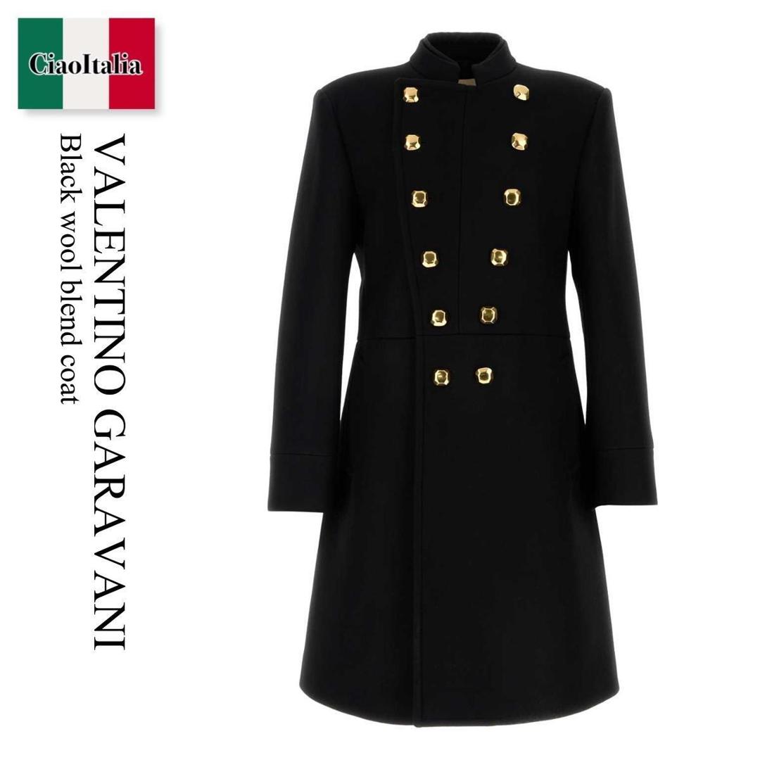 【量目押さえる・店卸し資産極限点・早め者制勝！】 バレンチノ / Valentino Garavani Black Wool Blend Coat / 7V0CAK358U4 / 7V0CAK358U4 0NO / 7V0CAK358U40NO / 厚地の外套余分の物