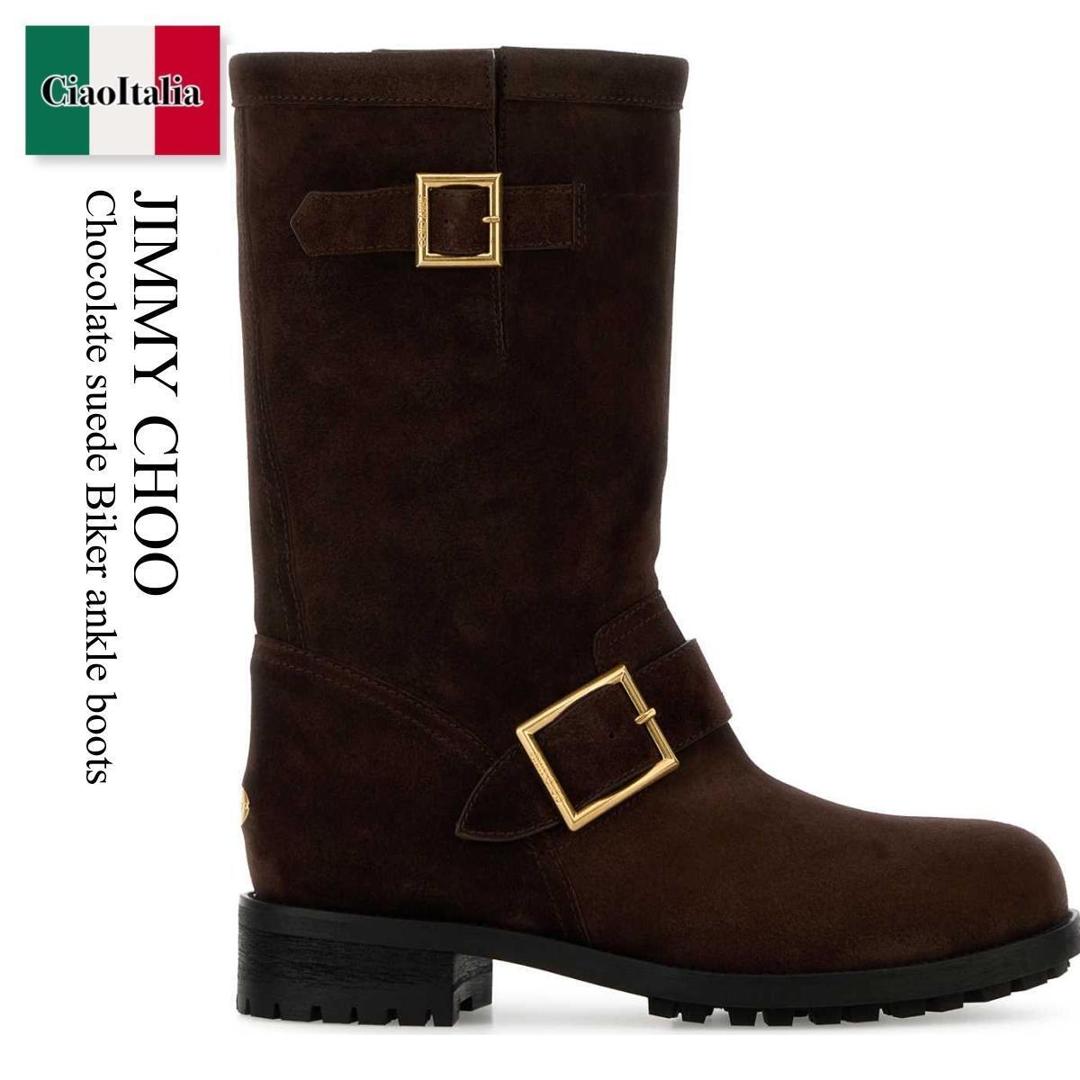 【数量限定・在庫限り・早い者勝ち！】 ジミーチュウ / Jimmy Choo Chocolate Suede Biker Ankle Boots / BIKERMIDSVV / BIKERMIDSVV CHOCOLATE / BIKERMIDSVVCHOCOLATE / ショートブーツ・ブーティ