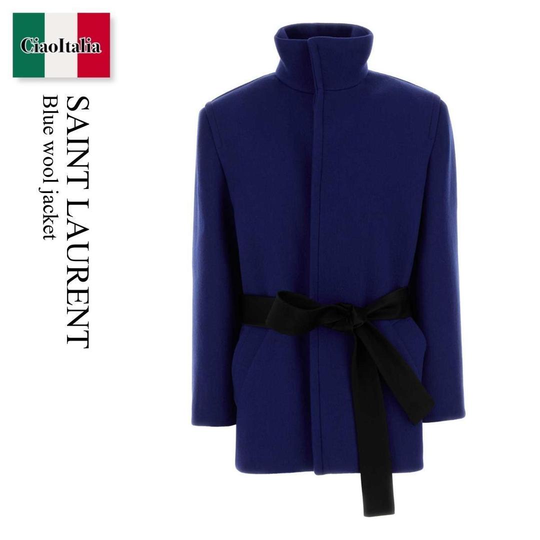 【量目押さえる・店卸し資産極限点・早め者制勝！】 サンローラン / Saint Laurent Blue Wool Jacket / 850307 Y5J78 / 850307 Y5J78 4146 / 850307Y5J78 / 850307Y5J78 4146 / 850307Y5J784146 / 上衣