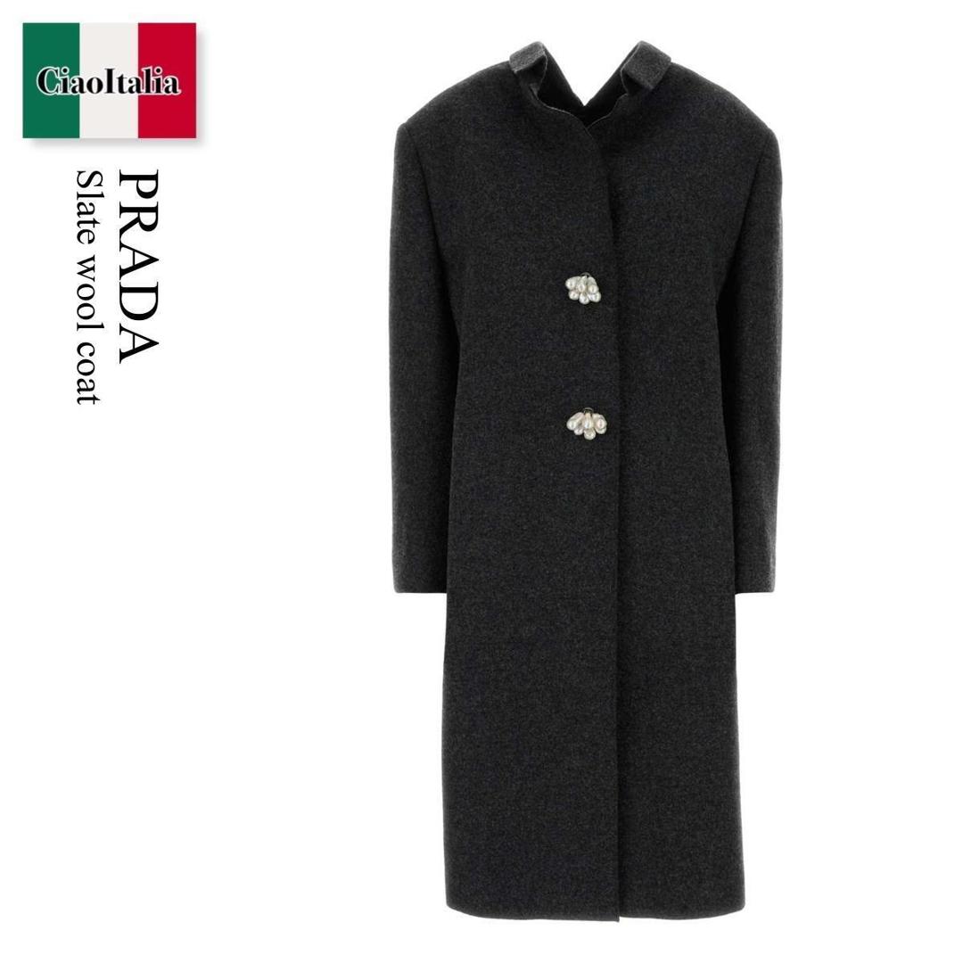 【量目制限事項・店卸し資産区分線・早め者戦勝！】 プラダ / Prada Slate Wool Coat / P674SY F0480 / P674SY SOOO18OY F0480 / P674SYSOOO18OY / P674SYSOOO18OY F0480 / P674SYSOOO18OYF0480 / 厚地の外套 コート・ジャケット-レディースファッション
