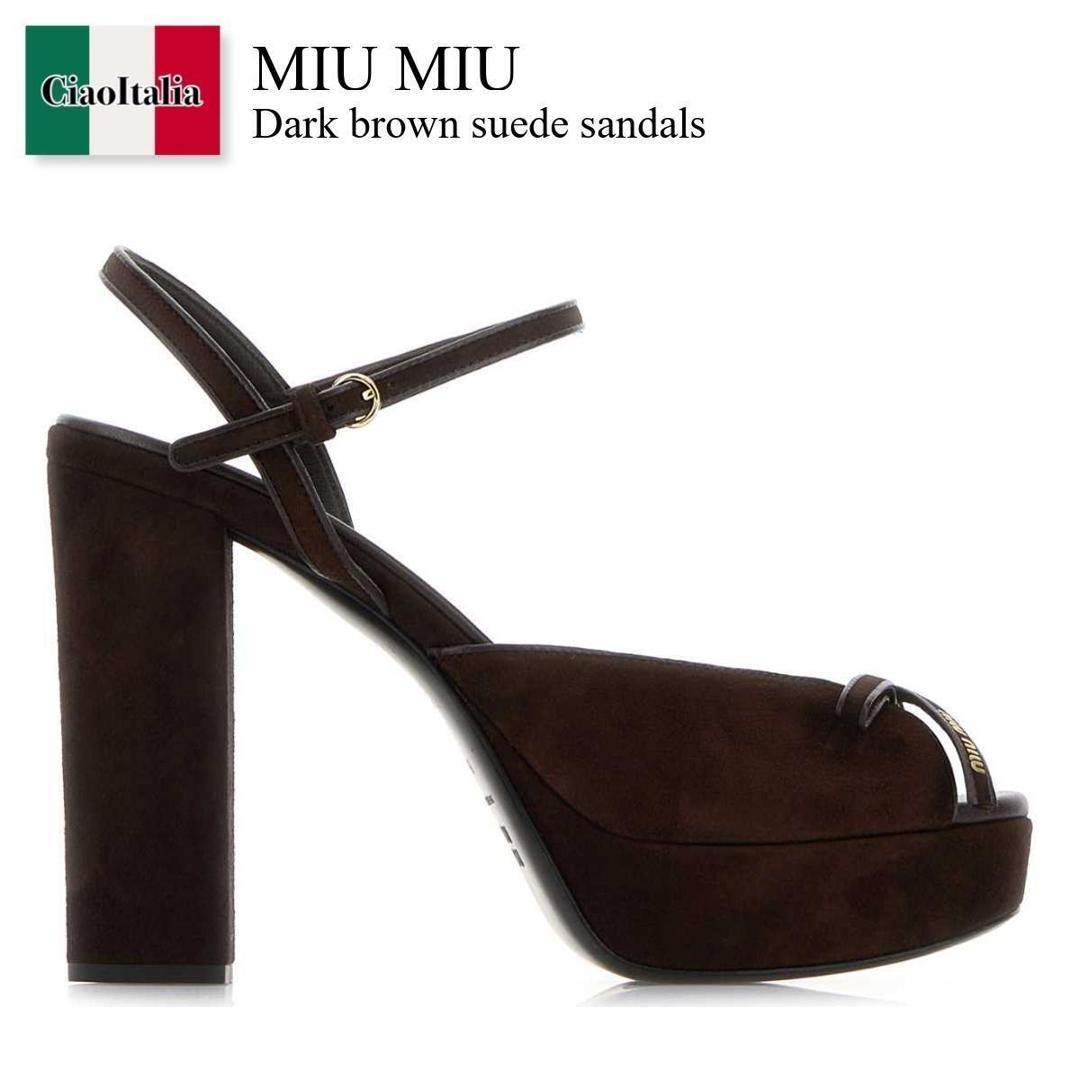 【分量制限事項・店卸し資産区分け・早め者白星！】 ミュウミュウ / Miu Miu Dark Brown Suede Sandals / 5XP909 F0003 / 5XP909 F110008 F0003 / 5XP909F110008 / 5XP909F110008 F0003 / 5XP909F110008F0003 / サンダル・ミュール