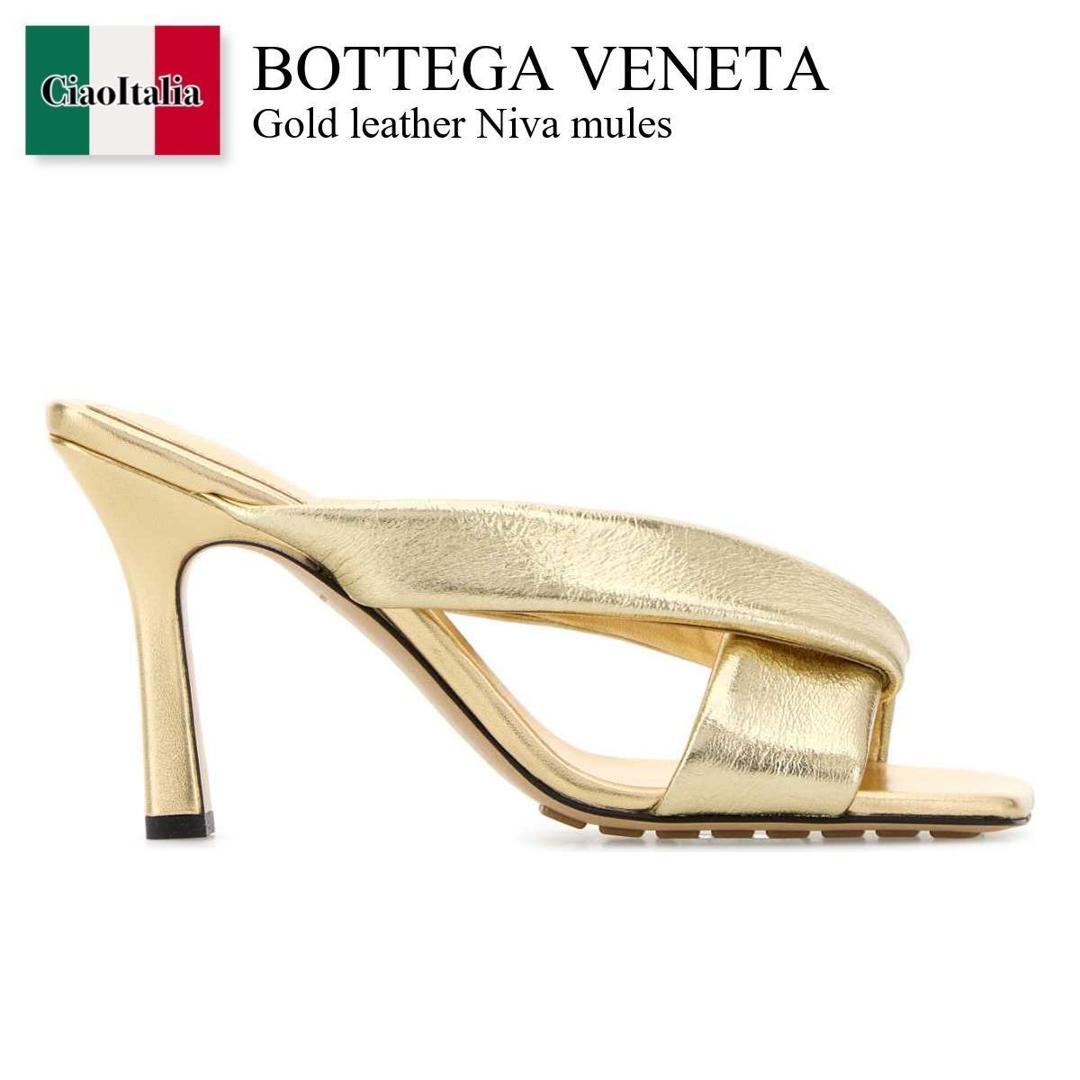 【寸法押さえる・店卸し資産境界線・早め者制覇！】 ボッテガ・ヴェネタ / Bottega Veneta Gold Leather Niva Mules / 827612 V5WD0 / 827612 V5WD0 8116 / 827612V5WD0 / 827612V5WD0 8116 / 827612V5WD08116 / サンダル・ミュール