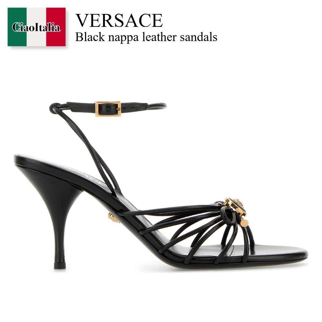 【寸法押さえる・店卸し資産境界線・早め者制覇！】 ヴェルサーチェ / Versace Black Nappa Leather Sandals / 10223 251A14500 / 10223 251A14500 1B00V / 10223251A14500 / 10223251A14500 1B00V / 10223251A145001B00V / サンダル・ミュール