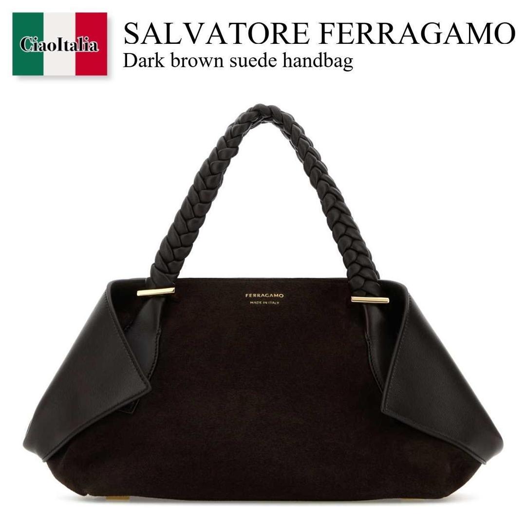 【数量限定・在庫限り・早い者勝ち！】 フェラガモ / かばん / カバン / Salvatore Ferragamo Dark Brown Suede Handbag / 219865 789526 / 219865 789526 TESTADIMORO / 219865789526 / 219865789526 TESTADIMORO / 219865789526TESTADIMORO / ハンドバッグ