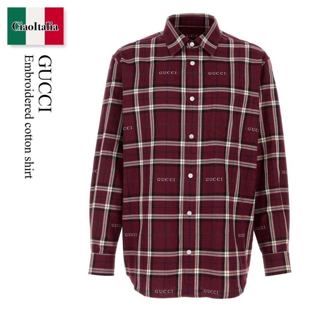 【寸法押さえる・店卸し資産境界線・早め者制覇！】 グッチ / Gucci Embroidered Cotton Shirt / 852895 ZAUAC / 852895 ZAUAC 6013 / 852895ZAUAC / 852895ZAUAC 6013 / 852895ZAUAC6013 / プルオーバー