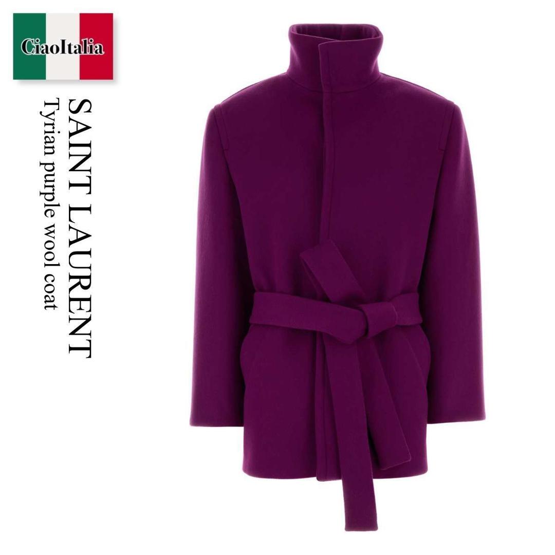 【量目押さえる・店卸し資産極限点・早め者制勝！】 サンローラン / Saint Laurent Tyrian Purple Wool Coat / 850307 Y060R / 850307 Y060R 5051 / 850307Y060R / 850307Y060R 5051 / 850307Y060R5051 / 厚地の外套