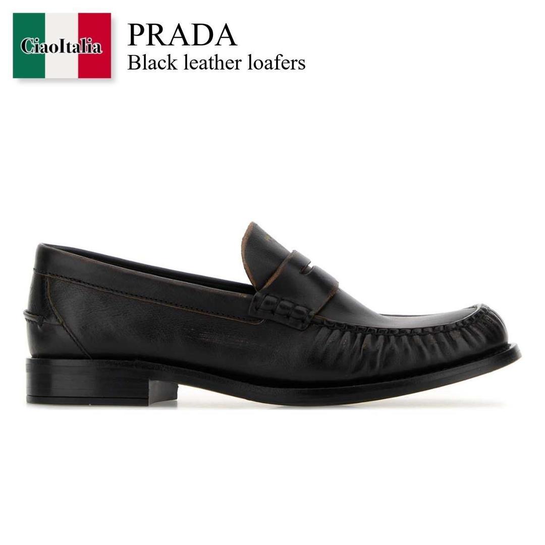 【分量制限事項・店卸し資産区分け・早め者白星！】 プラダ / Prada Black Leather Loafers / 1D199O F020V69 / 1D199OF020V69 / 1D199OF020V69 F0Y71 / 1D199OF020V69F0Y71 / 置き目毛皮・オックスフォード