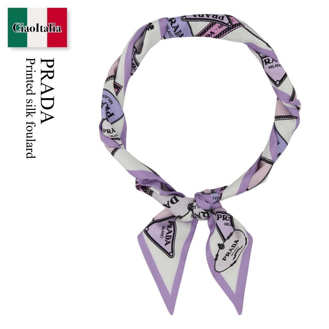 【新品】 PRADA シルクスカーフ Prada プリント シルクスカーフ | ブルー | FARFETCH JP