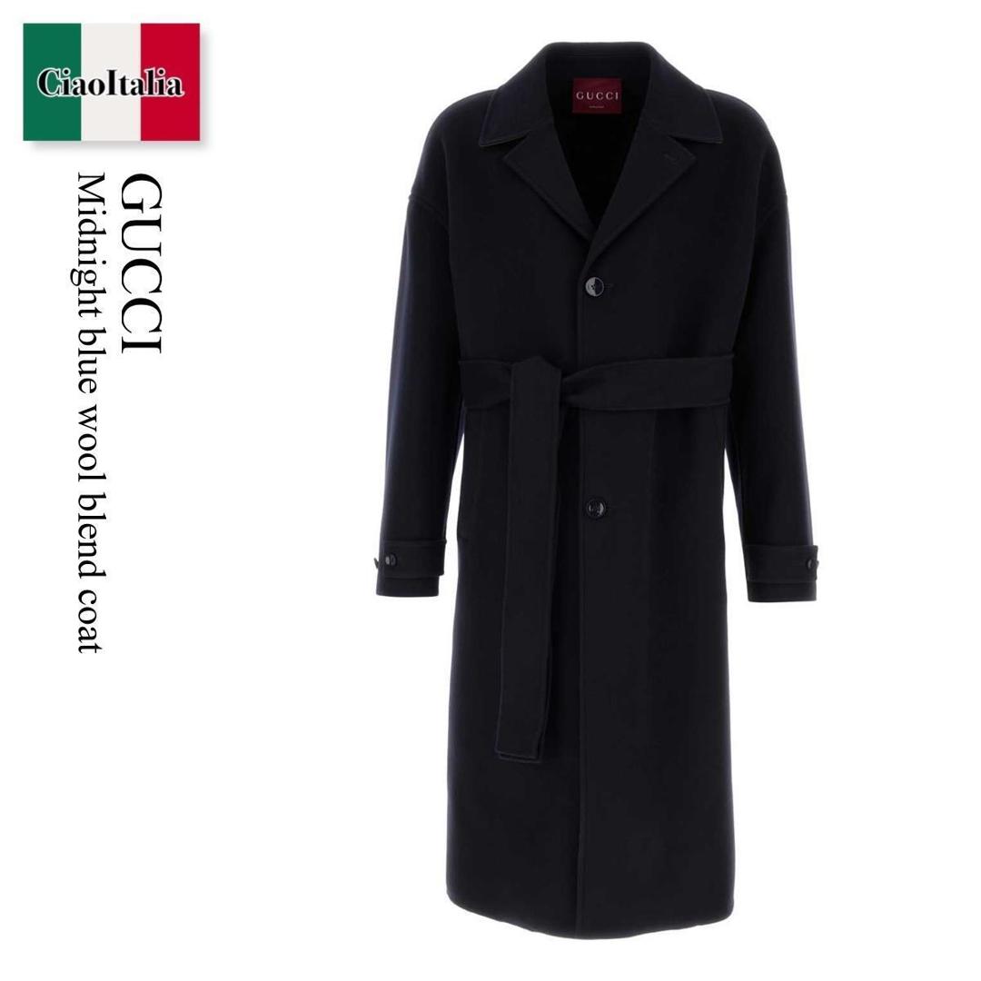 【分量制限事項・店卸し資産区分け・早め者白星！】 グッチ / Gucci Midnight Blue Wool Blend Coat / 827161 Z8B04 / 827161 Z8B04 4440 / 827161Z8B04 / 827161Z8B04 4440 / 827161Z8B044440 / 厚地の外套余分の物