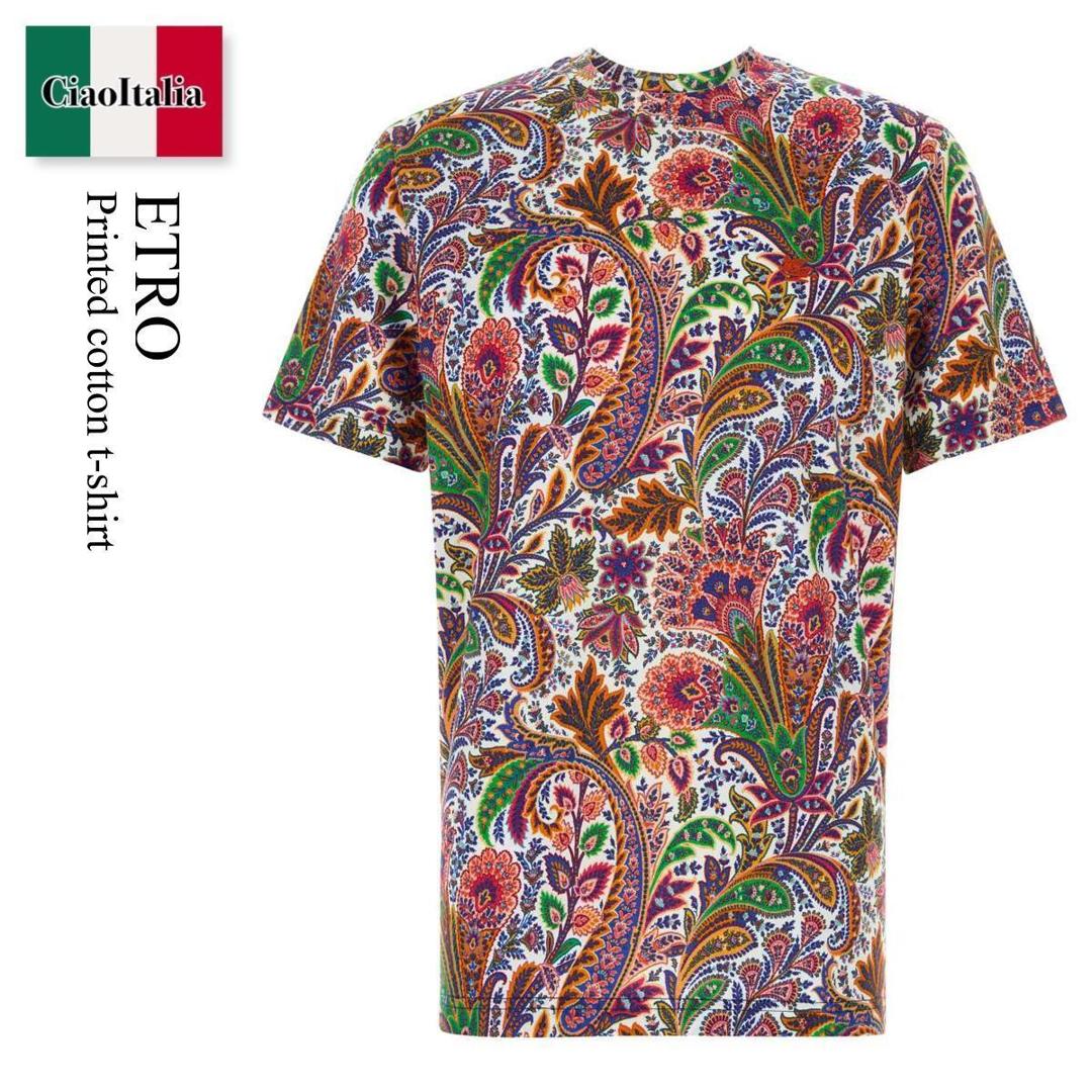 【寸法押さえる・店卸し資産境界線・早め者制覇！】 エトロ / Etro Printed Cotton T-Shirt / MRMA0 002AKG28 / MRMA0 002AKG28 X0800 / MRMA0002AKG28 / MRMA0002AKG28 X0800 / MRMA0002AKG28X0800 / プルオーバー