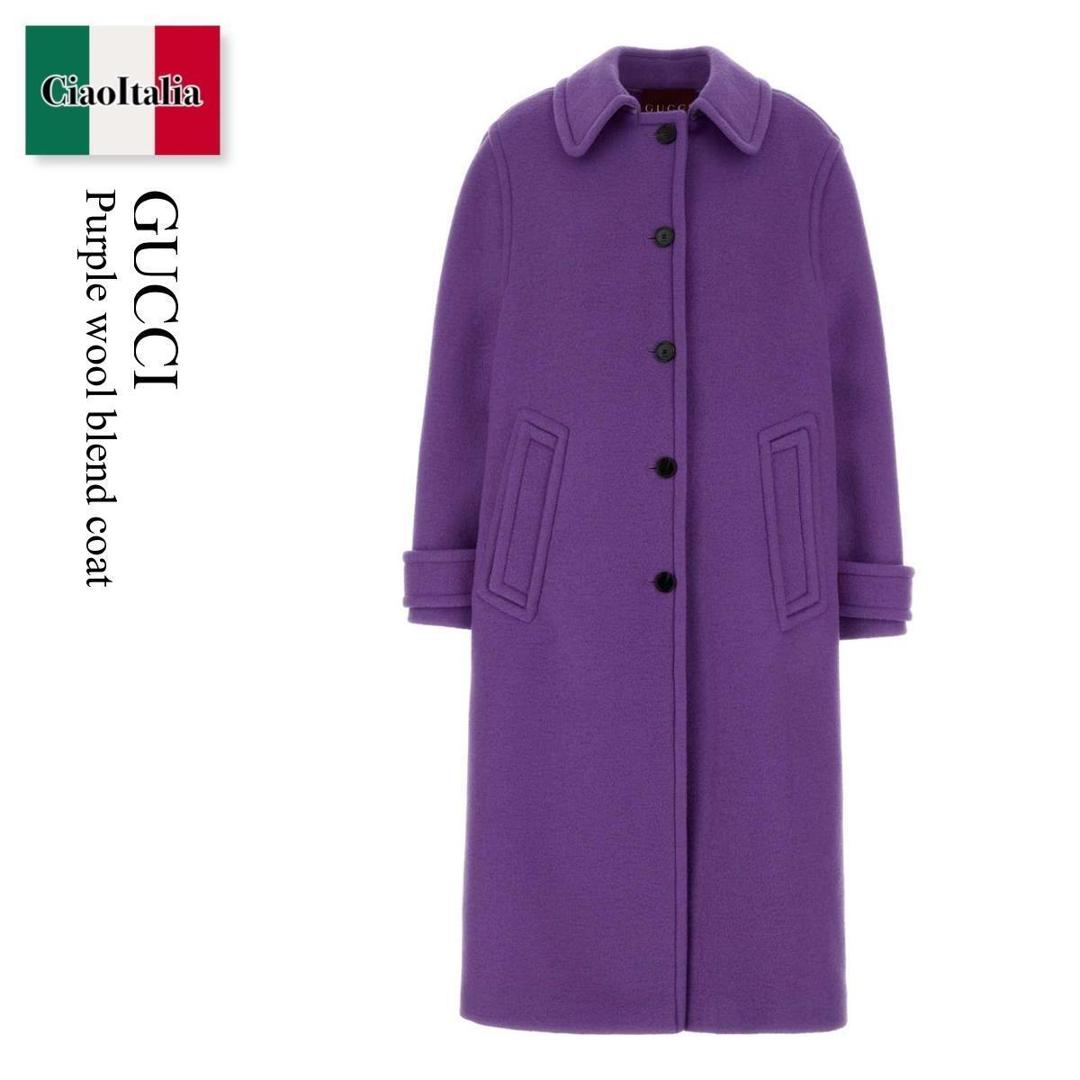 【寸法押さえる・店卸し資産境界線・早め者制覇！】 グッチ / Gucci Purple Wool Blend Coat / 840075 Z8B4W / 840075 Z8B4W 5007 / 840075Z8B4W / 840075Z8B4W 5007 / 840075Z8B4W5007 / 厚地の外套
