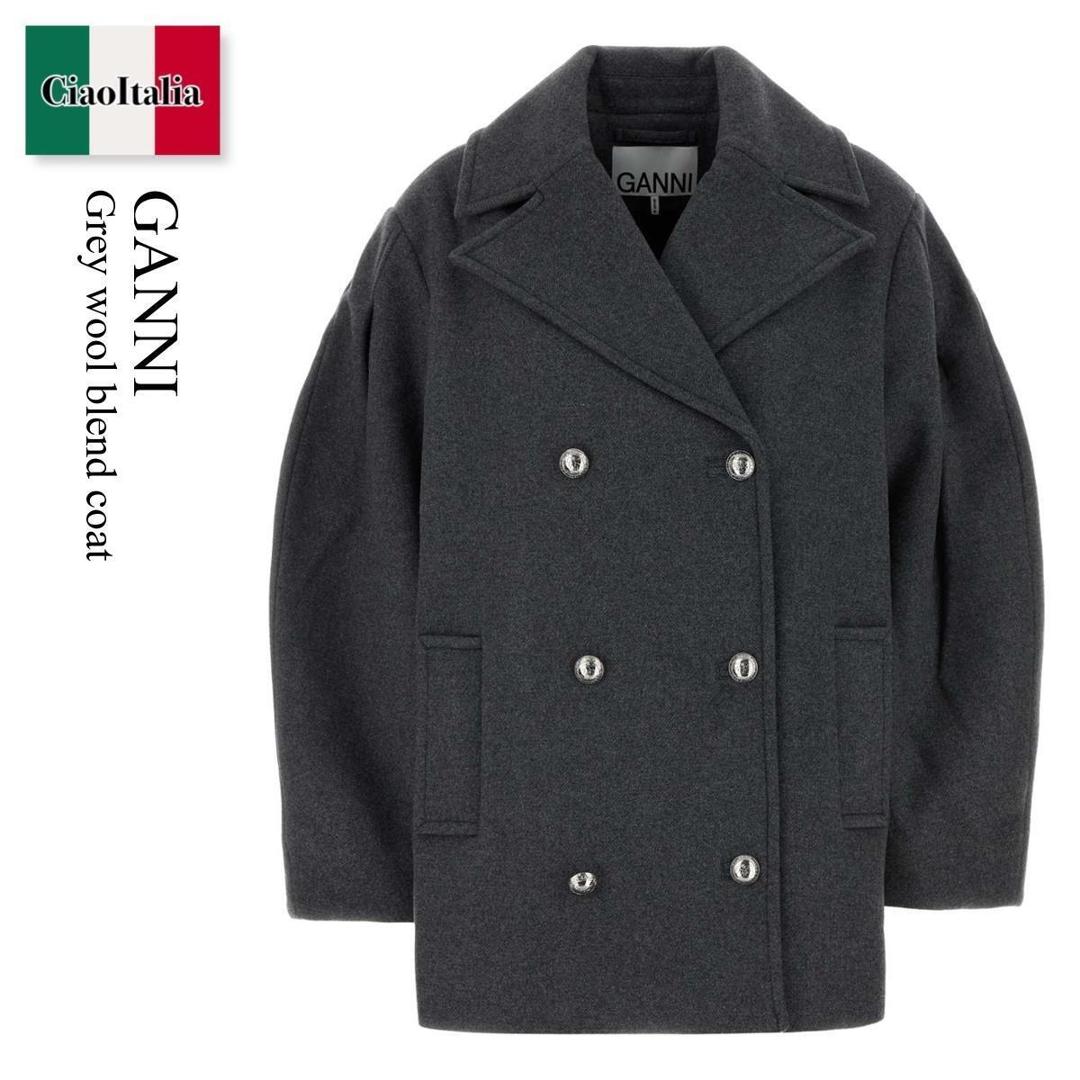 【数量限定・在庫限り・早い者勝ち！】 ガニー / Ganni Grey Wool Blend Coat / W0930 / W0930 205 / W0930205 / コート