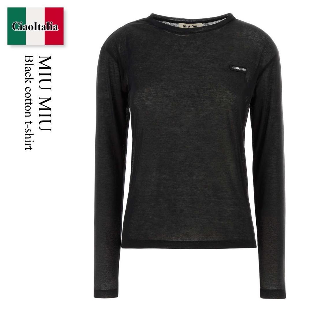 Miu Miu 黒 ハイネック Tシャツ Miu Miu クロップド Tシャツ | ブラック | FARFETCH JP