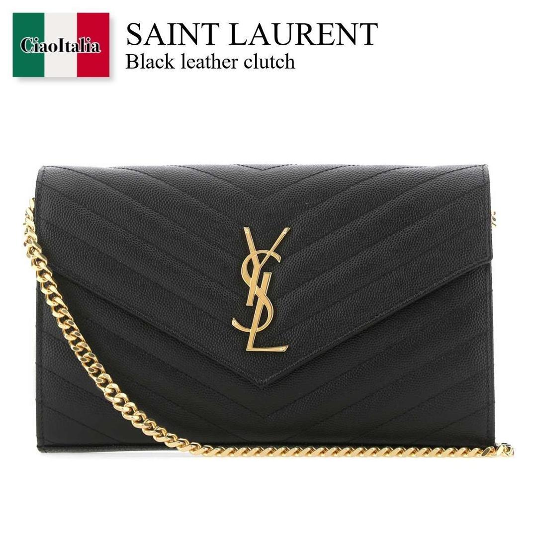 【数量限定・在庫限り・早い者勝ち！】 サンローラン / かばん / カバン / Saint Laurent Black Leather Clutch / 377828 BOW01 / 377828 BOW01 1000 / 377828BOW01 / 377828BOW01 1000 / 377828BOW011000 / クラッチバッグ