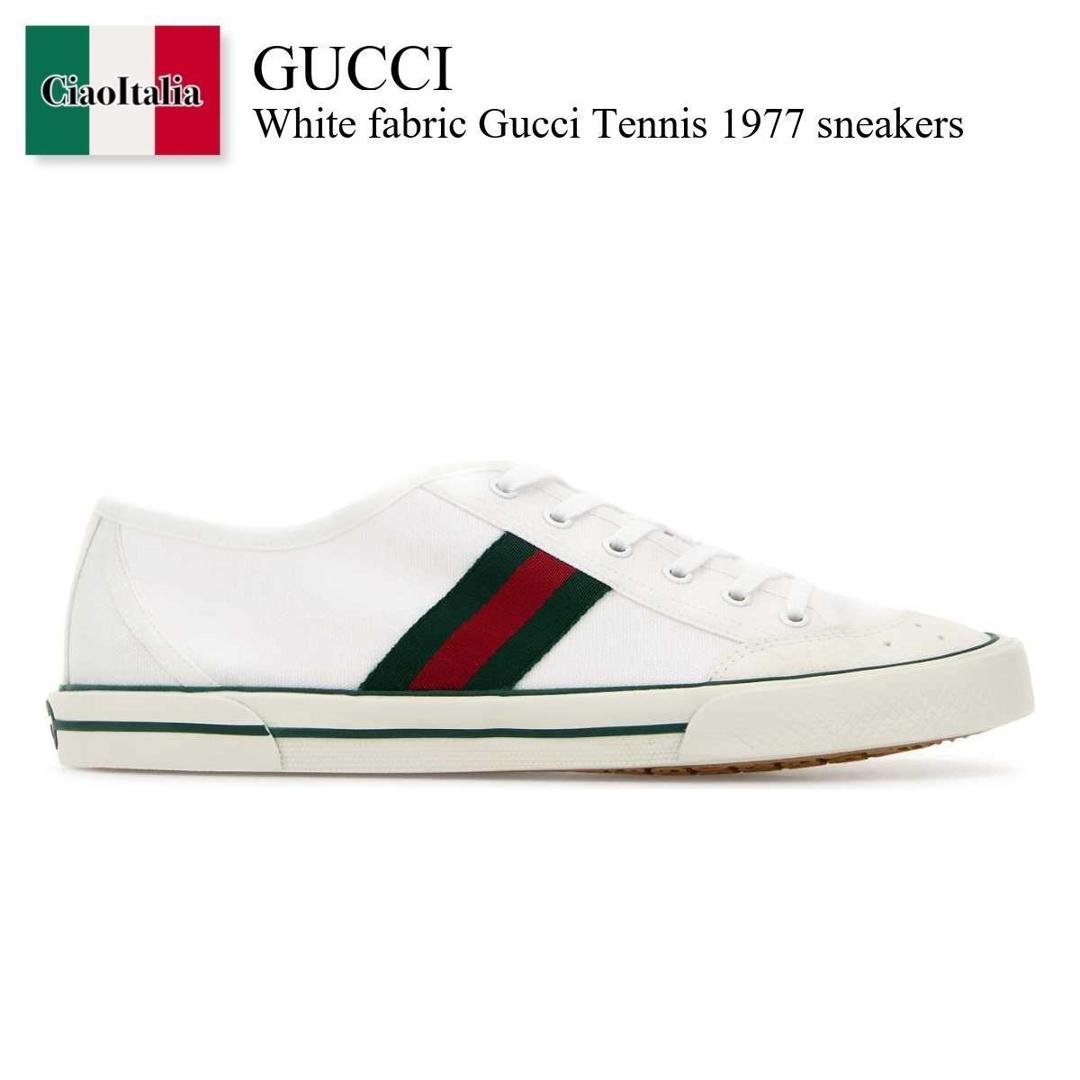 【分量制限事項・店卸し資産区分け・早め者白星！】 グッチ / Gucci White Fabric Gucci Tennis 1977 Sneakers / 854436 FAFS4 / 854436 FAFS4 9074 / 854436FAFS4 / 854436FAFS4 9074 / 854436FAFS49074 / スニーカー