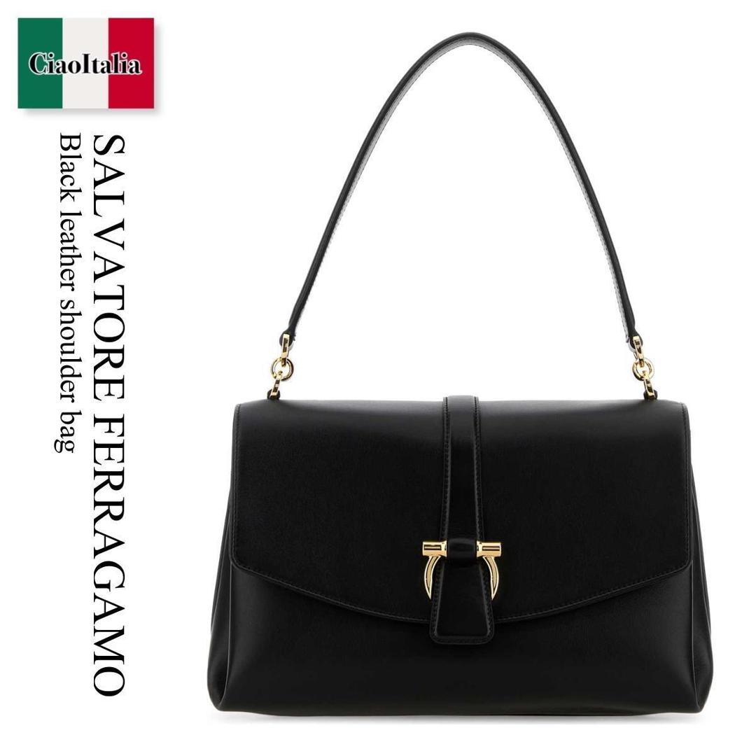【量目制限事項・店卸し資産区分線・早め者戦勝！】 フェラガモ / かばん / 鞄 / Salvatore Ferragamo Black Leather Shoulder Bag / 21A471 791203 / 21A471 791203 NERO / 21A471791203 / 21A471791203 NERO / 21A471791203NERO / ショルダーバッグ・ポシェット バッグ-バッグ・小物・ブランド雑貨-ショルダーバッグ・メッセンジャーバッグ