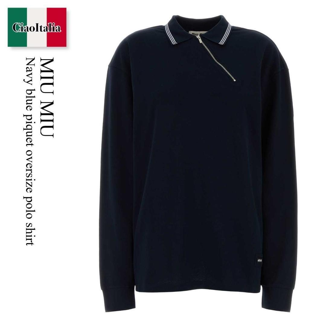 楽天市場】ミュウミュウ MIU MIU コットンピケ ポロシャツ【ネイビー