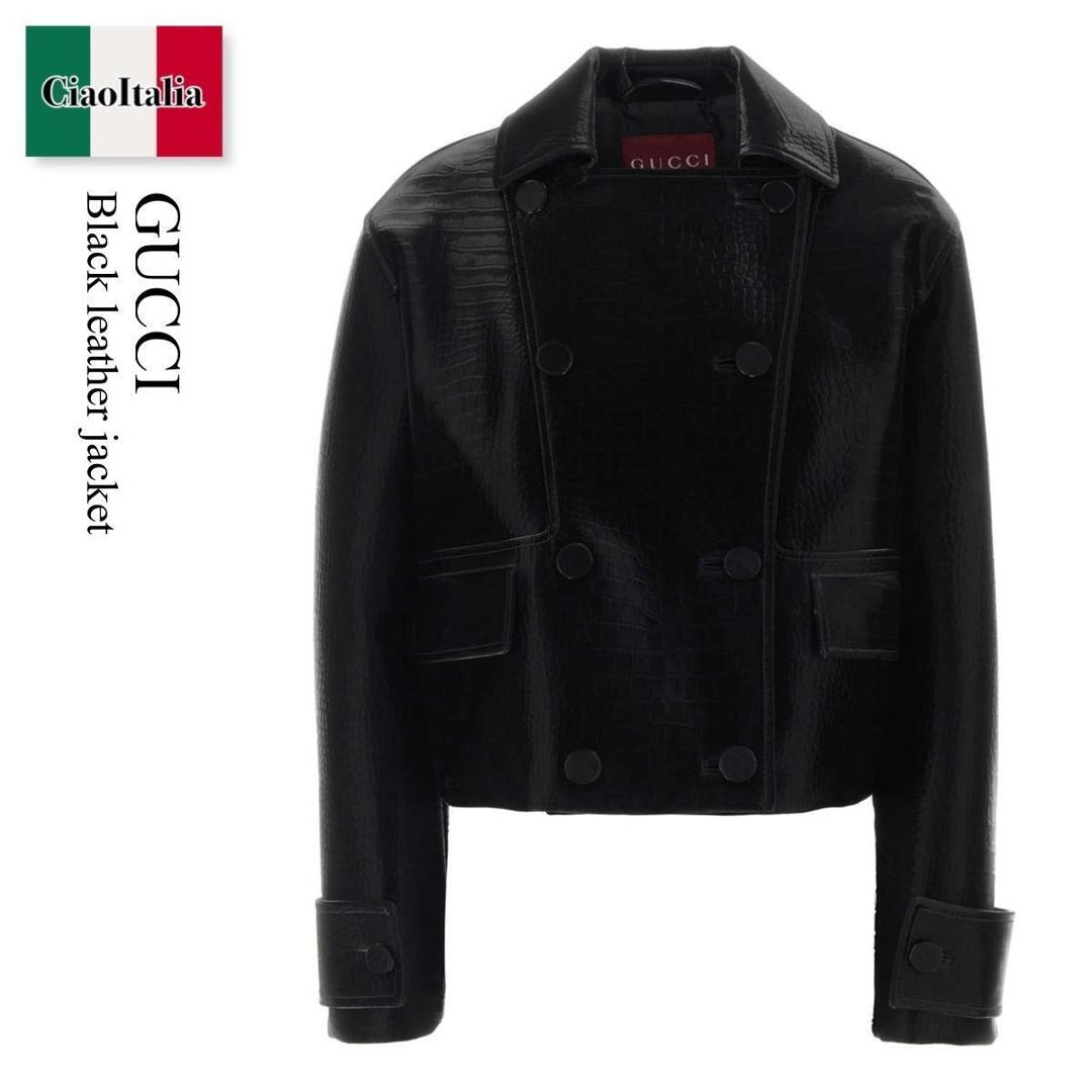 【量目押さえる・店卸し資産極限点・早め者制勝！】 グッチ / Gucci Black Leather Jacket / 848172 XNBAA / 848172 XNBAA 1000 / 848172XNBAA / 848172XNBAA 1000 / 848172XNBAA1000 / なめし革上衣・厚地の外套
