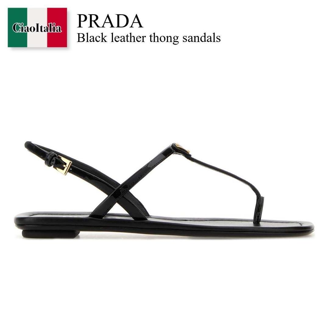 【寸法押さえる・店卸し資産境界線・早め者制覇！】 プラダ / Prada Black Leather Thong Sandals / 1Y395O F0002 / 1Y395O F005069 F0002 / 1Y395OF005069 / 1Y395OF005069 F0002 / 1Y395OF005069F0002 / サンダル・ミュール