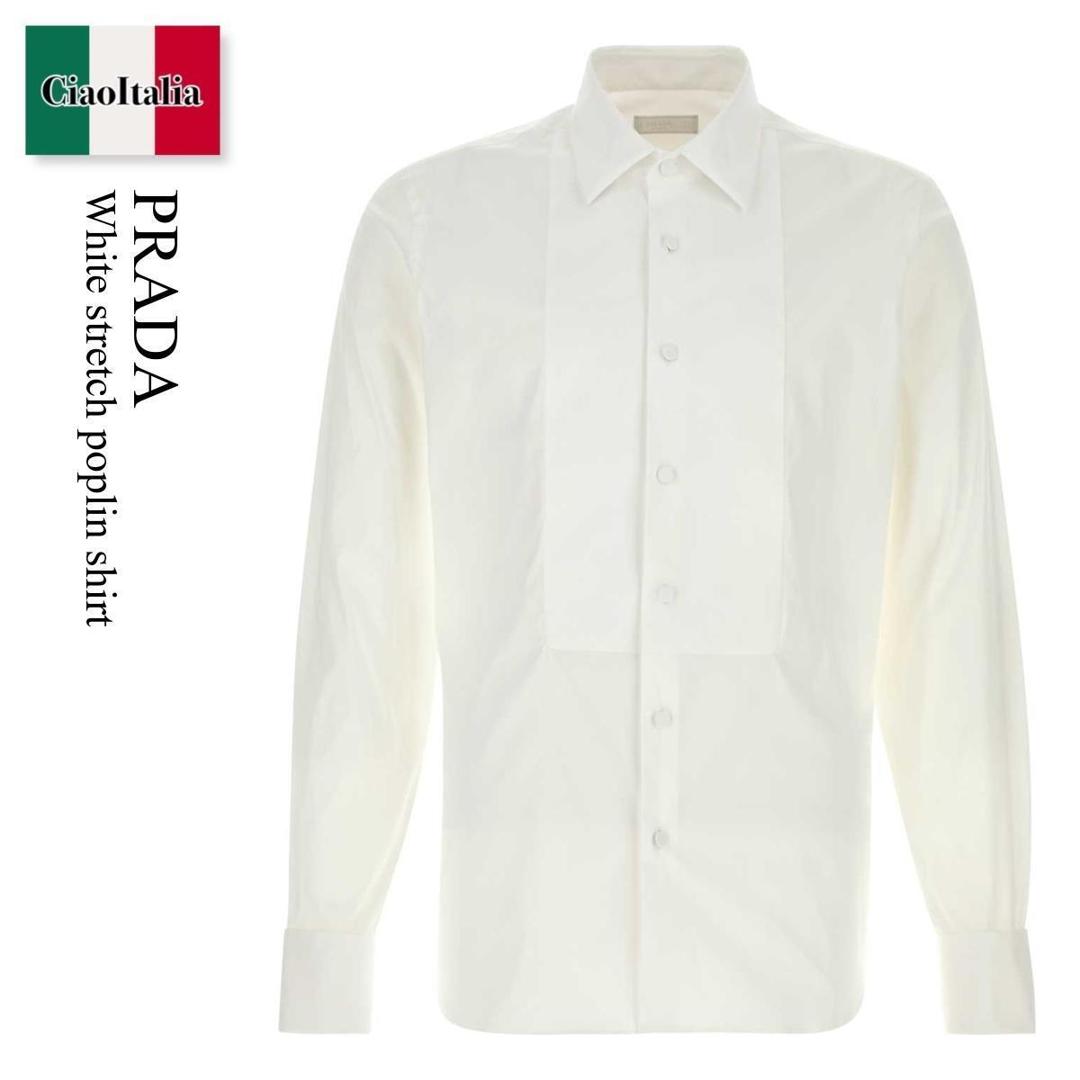 【寸法押さえる・店卸し資産境界線・早め者制覇！】 プラダ / Prada White Stretch Poplin Shirt / UCN478 F0009 / UCN478 S23110XM F0009 / UCN478S23110XM / UCN478S23110XM F0009 / UCN478S23110XMF0009 / プルオーバー