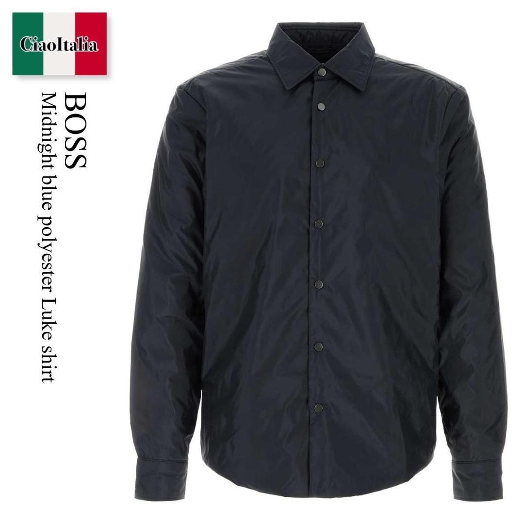 【寸法押さえる・店卸し資産境界線・早め者制覇！】 ヒューゴ・ボス / Boss Midnight Blue Polyester Luke Shirt / 50556930 / 50556930 404 / 50556930404 / プルオーバー