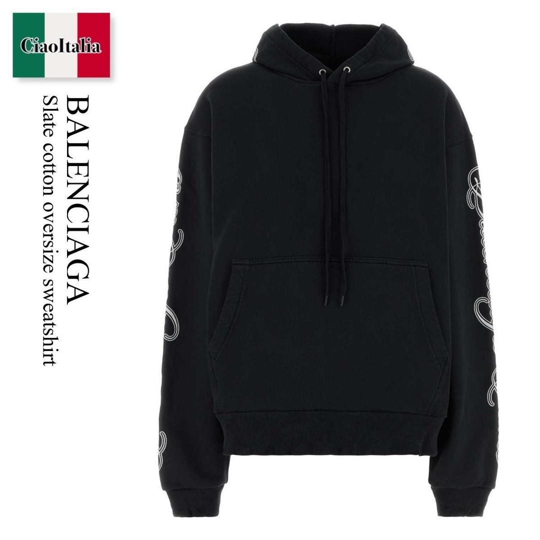 【寸法押さえる・店卸し資産境界線・早め者制覇！】 バレンシアガ / Balenciaga Slate Cotton Oversize Sweatshirt / 858143 TTVM8 / 858143 TTVM8 6552 / 858143TTVM8 / 858143TTVM8 6552 / 858143TTVM86552 / パーカー・フーディ