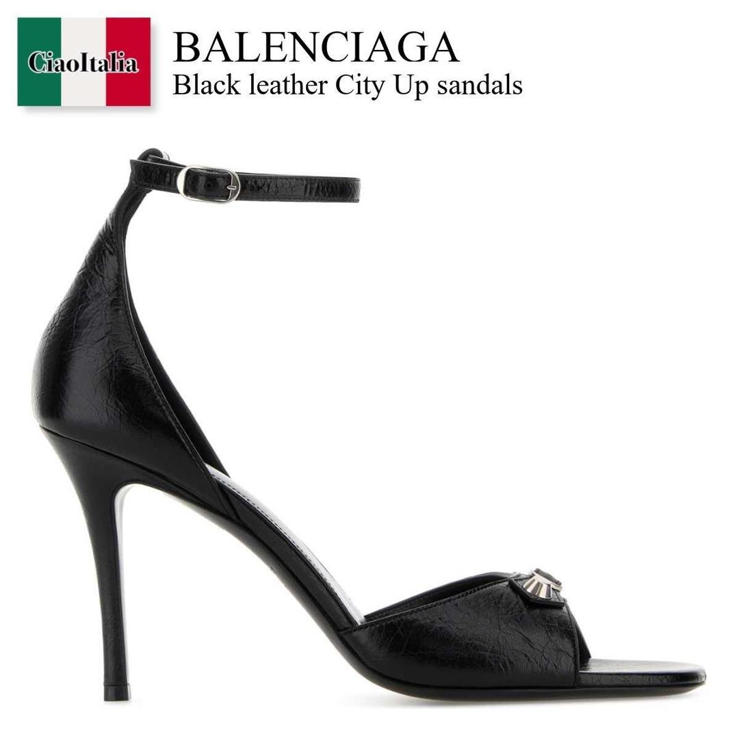 【寸法押さえる・店卸し資産境界線・早め者制覇！】 バレンシアガ / Balenciaga Black Leather City Up Sandals / 854007 WAD4Y / 854007 WAD4Y 1080 / 854007WAD4Y / 854007WAD4Y 1080 / 854007WAD4Y1080 / サンダル・ミュール