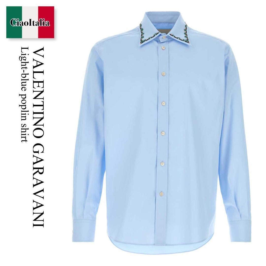 【寸法押さえる・店卸し資産境界線・早め者制覇！】 バレンチノ / Valentino Garavani Light-Blue Poplin Shirt / 8V3ABS87B57 / 8V3ABS87B57 E08 / 8V3ABS87B57E08 / プルオーバー
