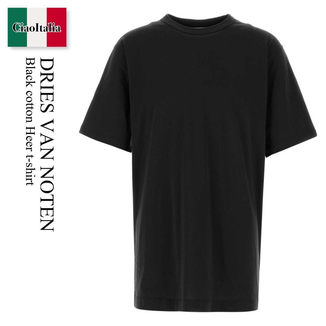 【数量限定・在庫限り・早い者勝ち！】 ドリス ヴァン ノッテン / Dries Van Noten Black Cotton Heer T-Shirt / 2610211013600 / 2610211013600 900 / 2610211013600900 / Tシャツ・カットソー