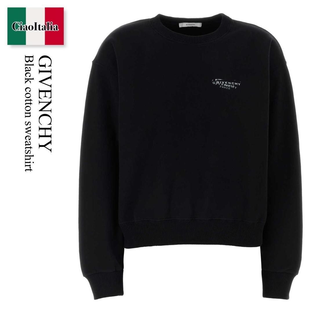 【寸法押さえる・店卸し資産境界線・早め者制覇！】 ジバンシィ / Givenchy Black Cotton Sweatshirt / BWJ04UP7A7 / BWJ04UP7A7 001 / BWJ04UP7A7001 / スウェット・トレーナー