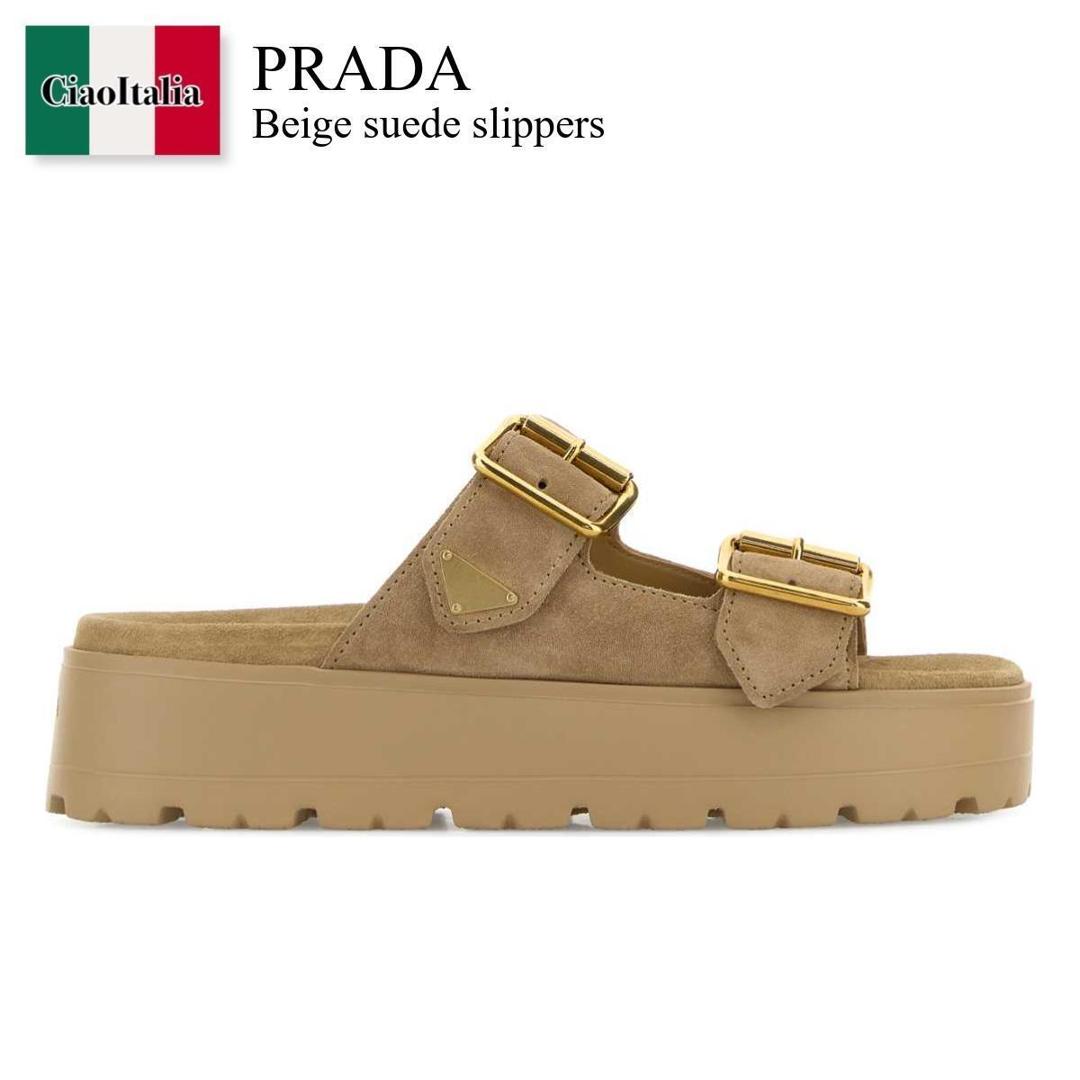 【物量制限事項・店卸し資産極限点・早め者制覇！】 プラダ / Prada Beige Suede Slippers / 1XZ788 F0379 / 1XZ788 F045054 F0379 / 1XZ788F045054 / 1XZ788F045054 F0379 / 1XZ788F045054F0379 / サンダル・ミュール