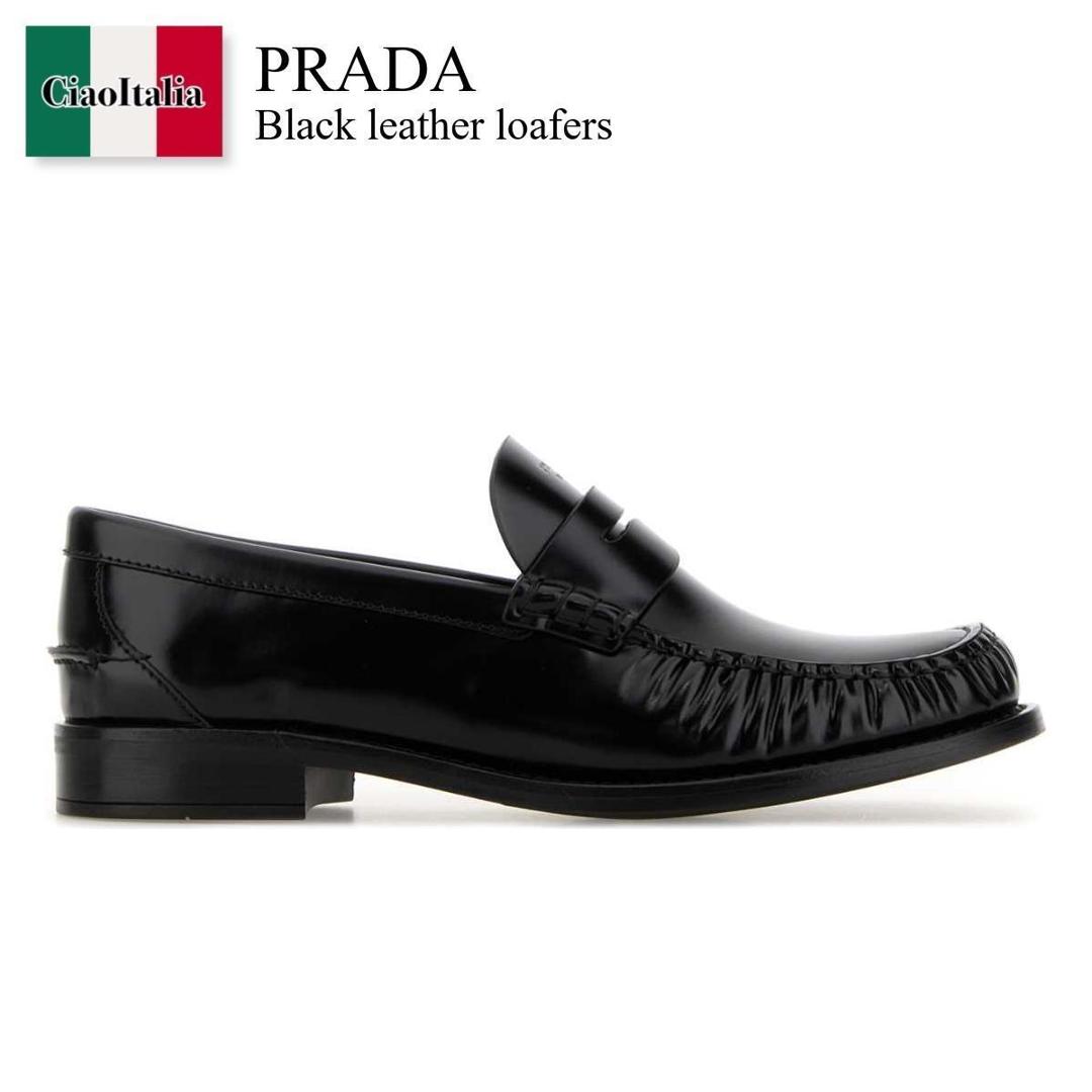 【寸法押さえる・店卸し資産境界線・早め者制覇！】 プラダ / Prada Black Leather Loafers / 1D199O F0002 / 1D199O F020P39 F0002 / 1D199OF020P39 / 1D199OF020P39 F0002 / 1D199OF020P39F0002 / 置き目毛革・オックスフォード